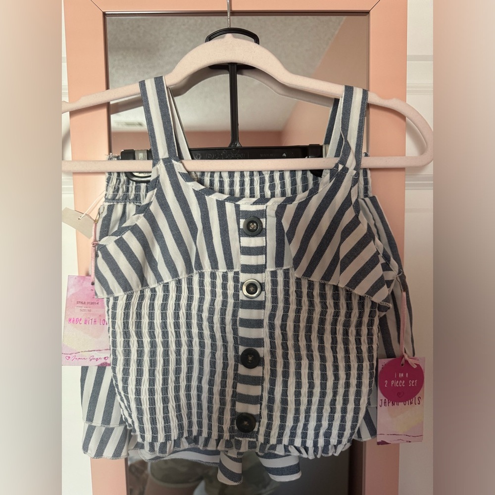 Girls Striped Sleeveless Top/Shorts Set Size 10
